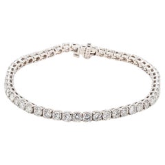 Bracelet tennis en or blanc 14 carats avec diamants brillants ronds de 6,51 carats