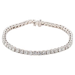 Bracelet tennis en or blanc 14 carats avec diamants brillants ronds de 6,51 carats