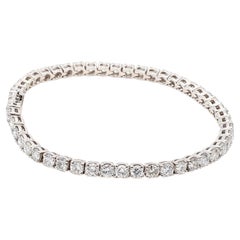 Bracelet de tennis classique en or blanc 14K avec diamants ronds et brillants de 6,51 carats