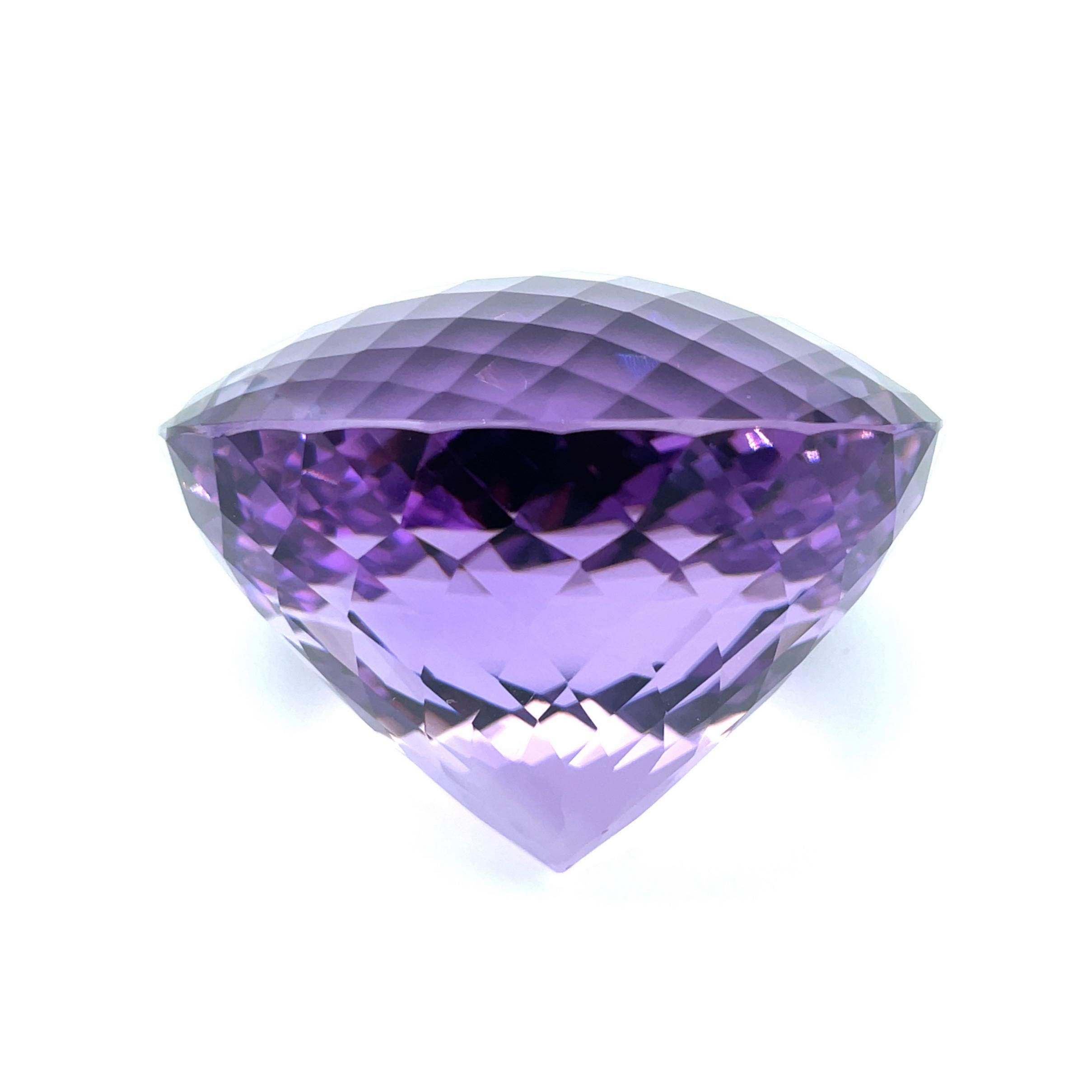 Artisan 651 Carat Round Faceted Checkerboard Amethyst Collector Gemstone  For Sale