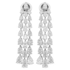 6.51 Carat SI/H Pear Oval Brilliant Diamond Chandelier Earrings 14k White Gold