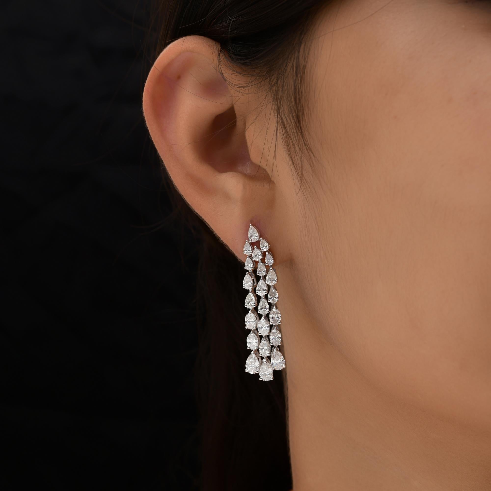 Modern 6.51 Carat SI/H Pear Oval Brilliant Diamond Chandelier Earrings 18k White Gold For Sale
