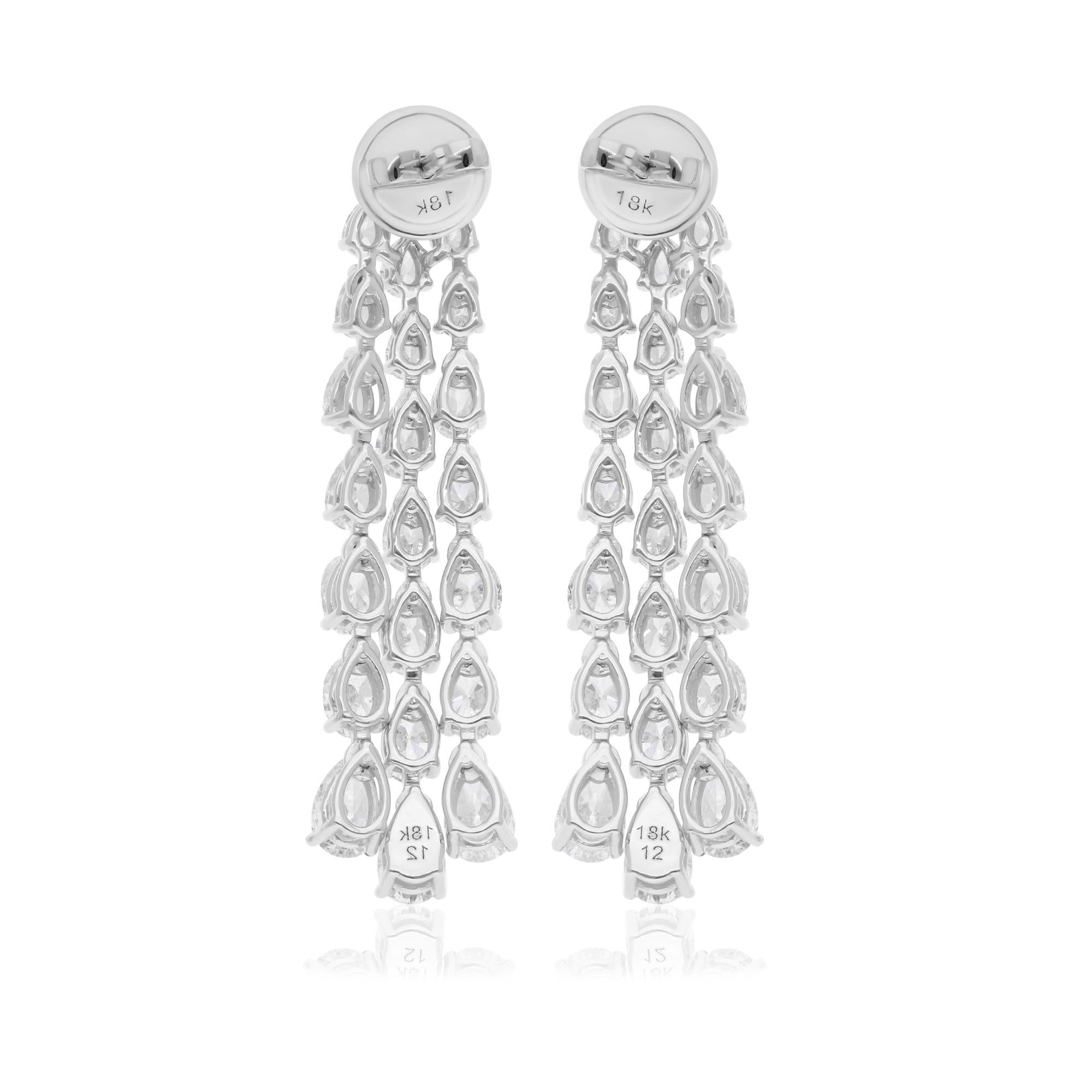 Pear Cut 6.51 Carat SI/H Pear Oval Brilliant Diamond Chandelier Earrings 18k White Gold For Sale