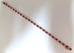Bracelet tennis 14 carats alternant diamants et rubis naturels rouge vif de 6,51 carats