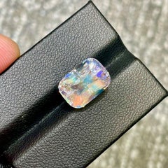 6.51 carats Faceted Rainbow Moonstone Cushion Cut Natural Madagascar's Gemstone
