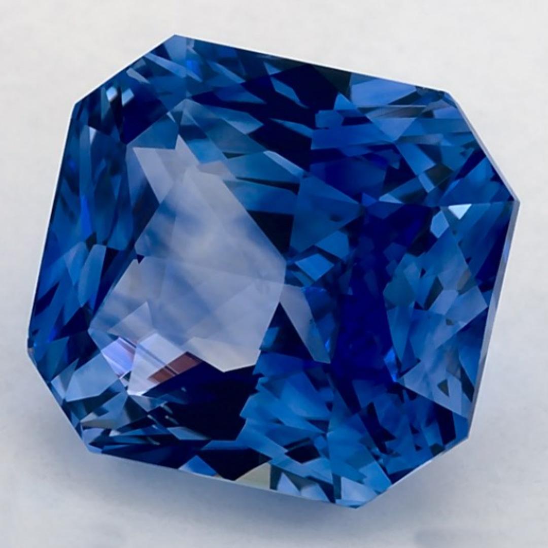 Taglio radiant 6,51 carati di zaffiro blu radiante certificato, gemma sciolta in vendita