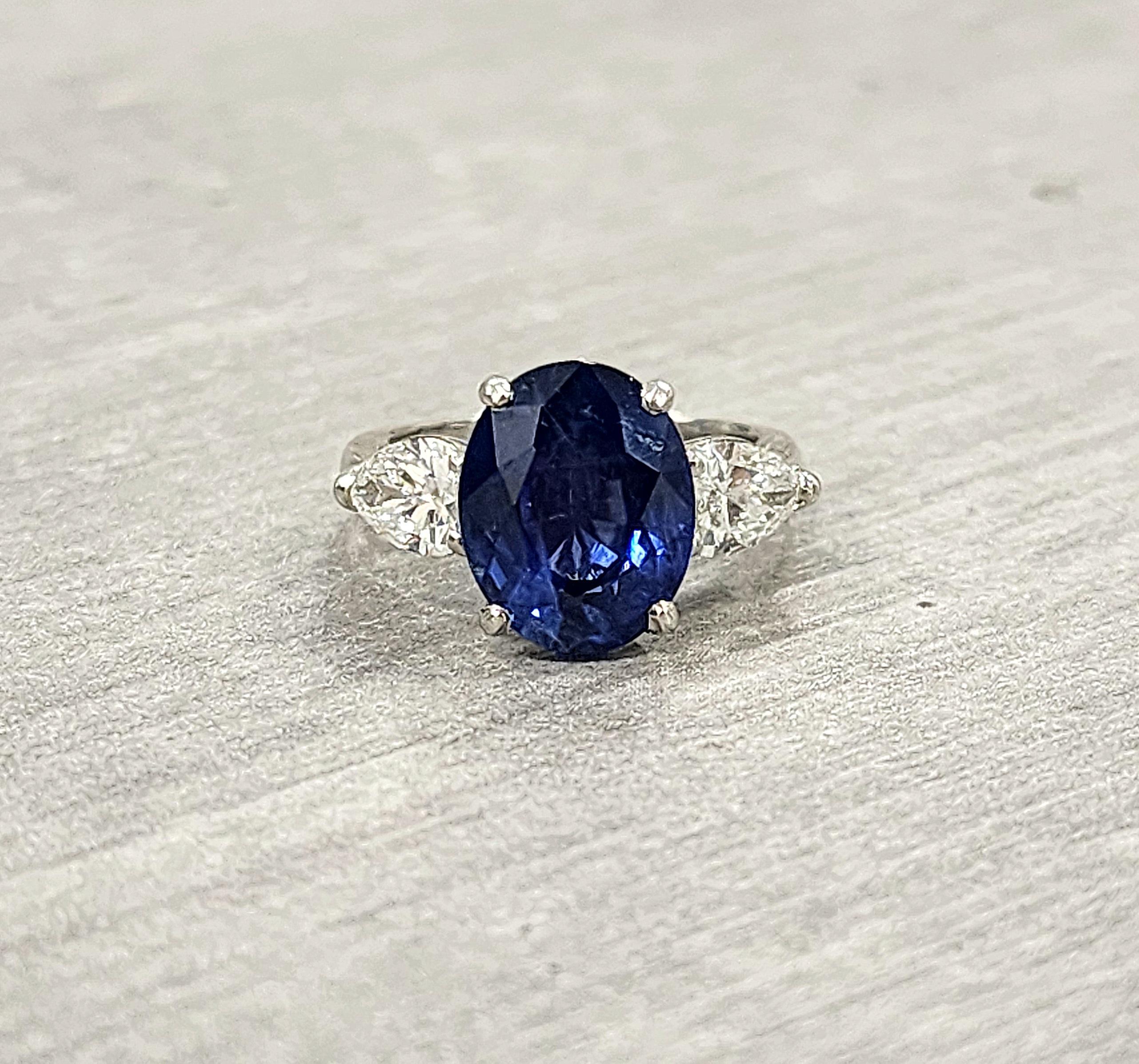 6.51 ct Diamond Sapphire Ring For Sale 1