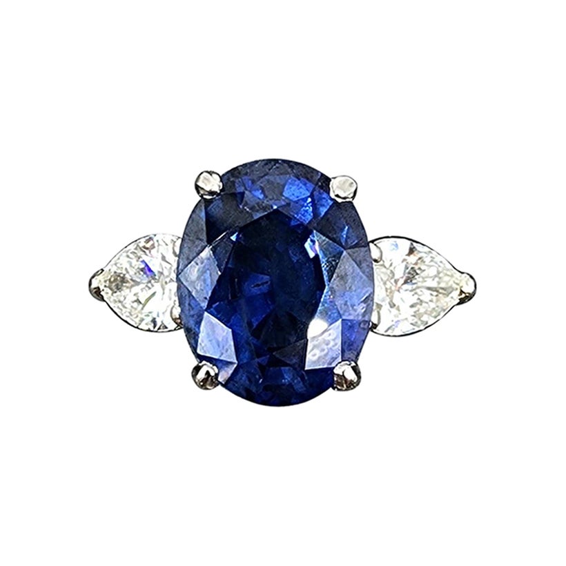 6.51 ct Diamond Sapphire Ring For Sale