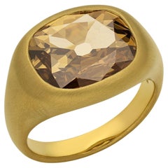 6.51ct Old Mine Cushion Cut Fancy Dark Colour Diamond Ring In 22ct Gold