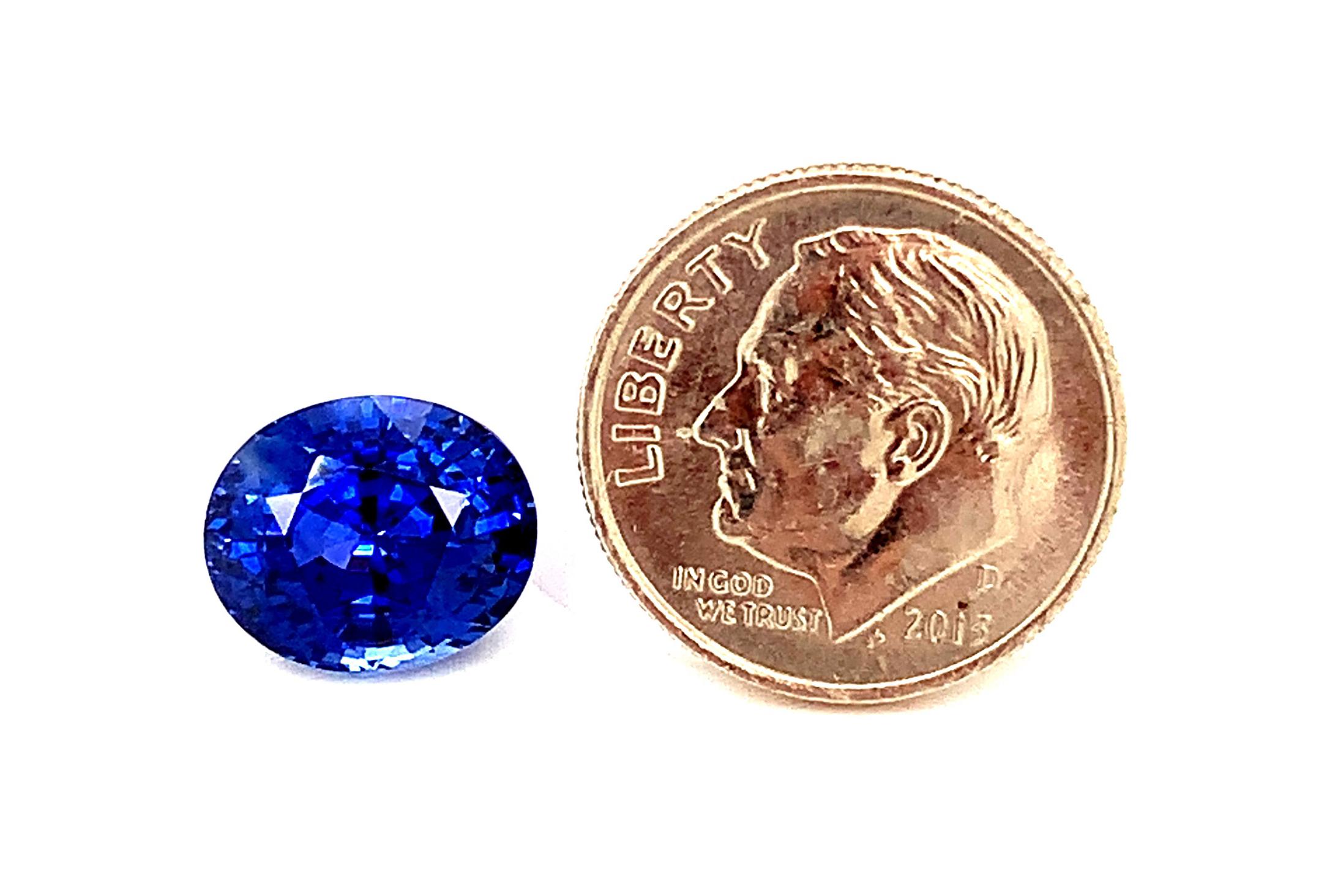6.52 Carat Blue Sapphire Oval, Unset Loose Gemstone, GIA Certified  11