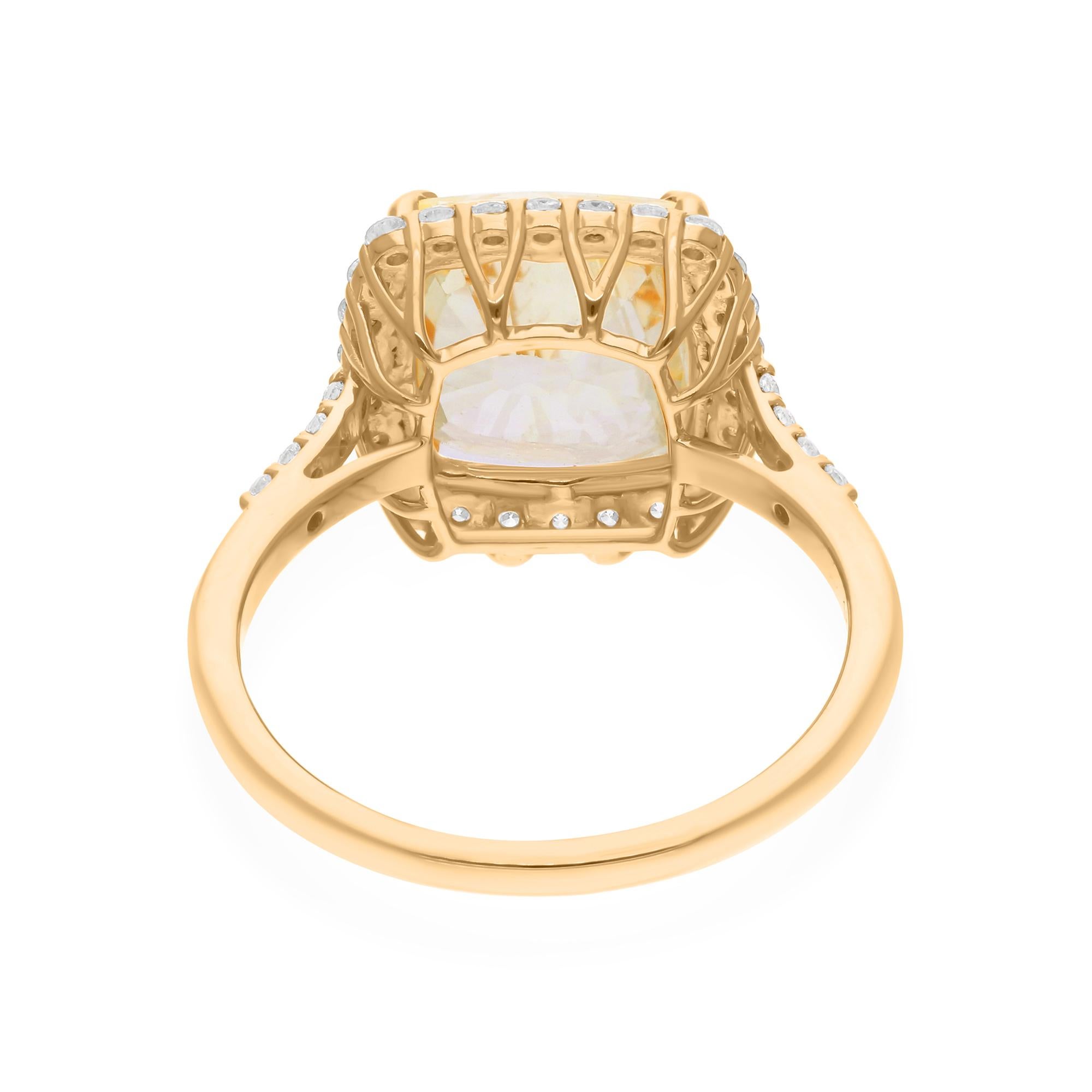 Cast from 18-karat gold, these exquisite ring is handset with 6.52 carats yellow sapphire and 0.60 carats of sparkling diamonds.

FOLLOW SPECTRUM JEWELS storefront to view the latest collection & exclusive pieces. Spectrum Jewels is proudly rated as