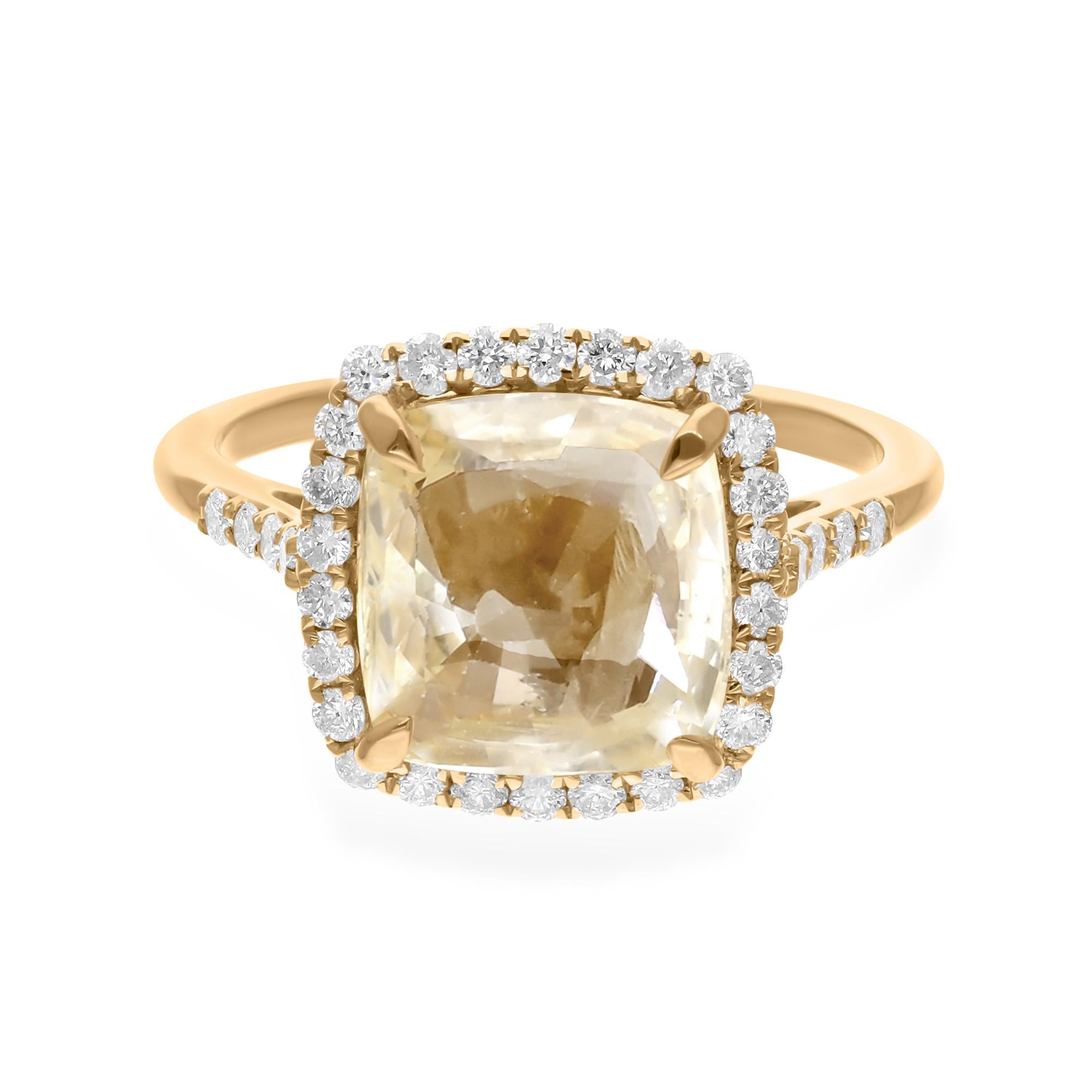 in vendita:  Anello con zaffiro giallo solitario da 6,52 carati 0,60 ct. Diamante SI/H in oro giallo 18 ct. 5