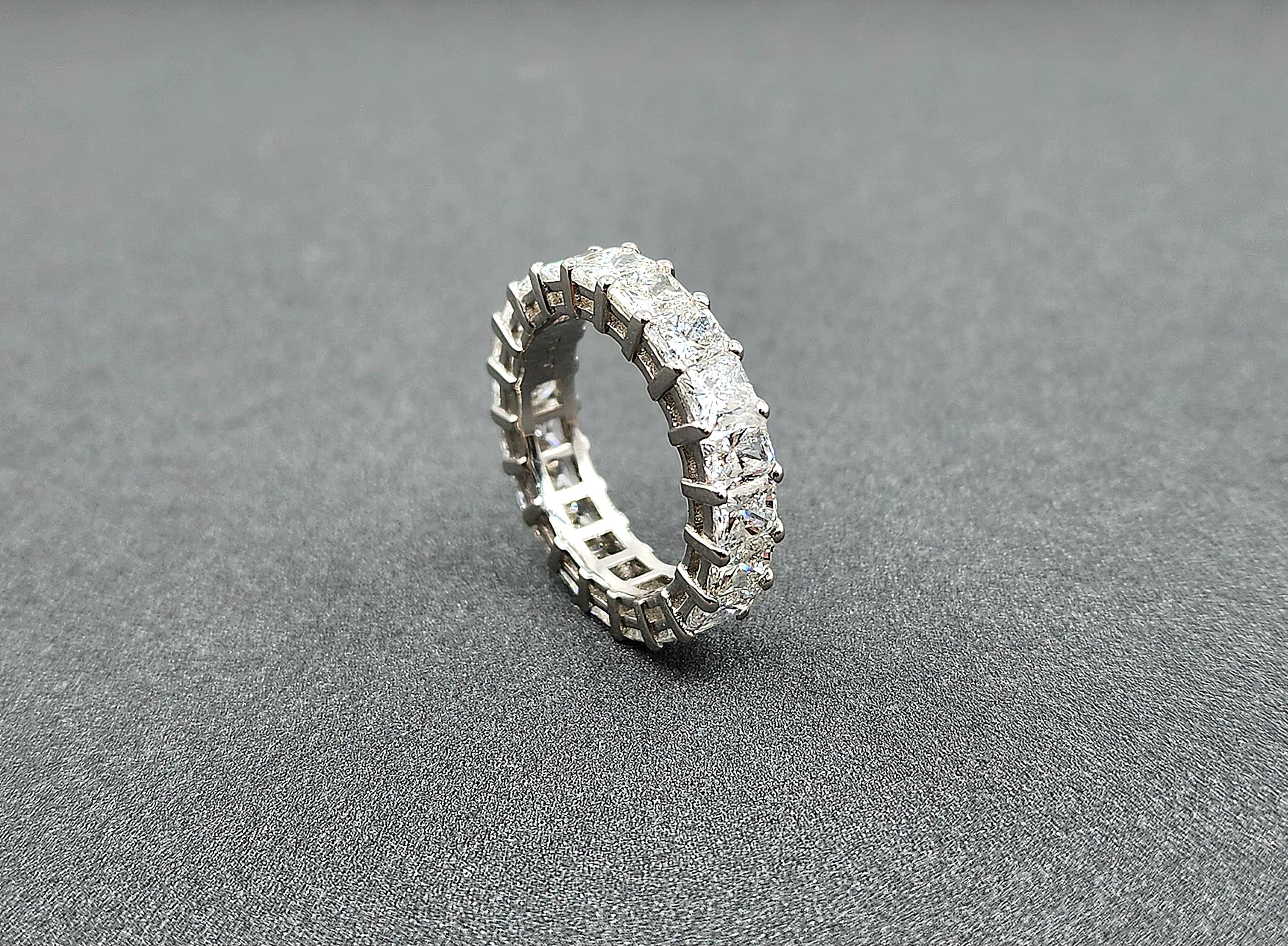Radiant Cut 6.52 ct Platinum Radiant Eternity Band For Sale