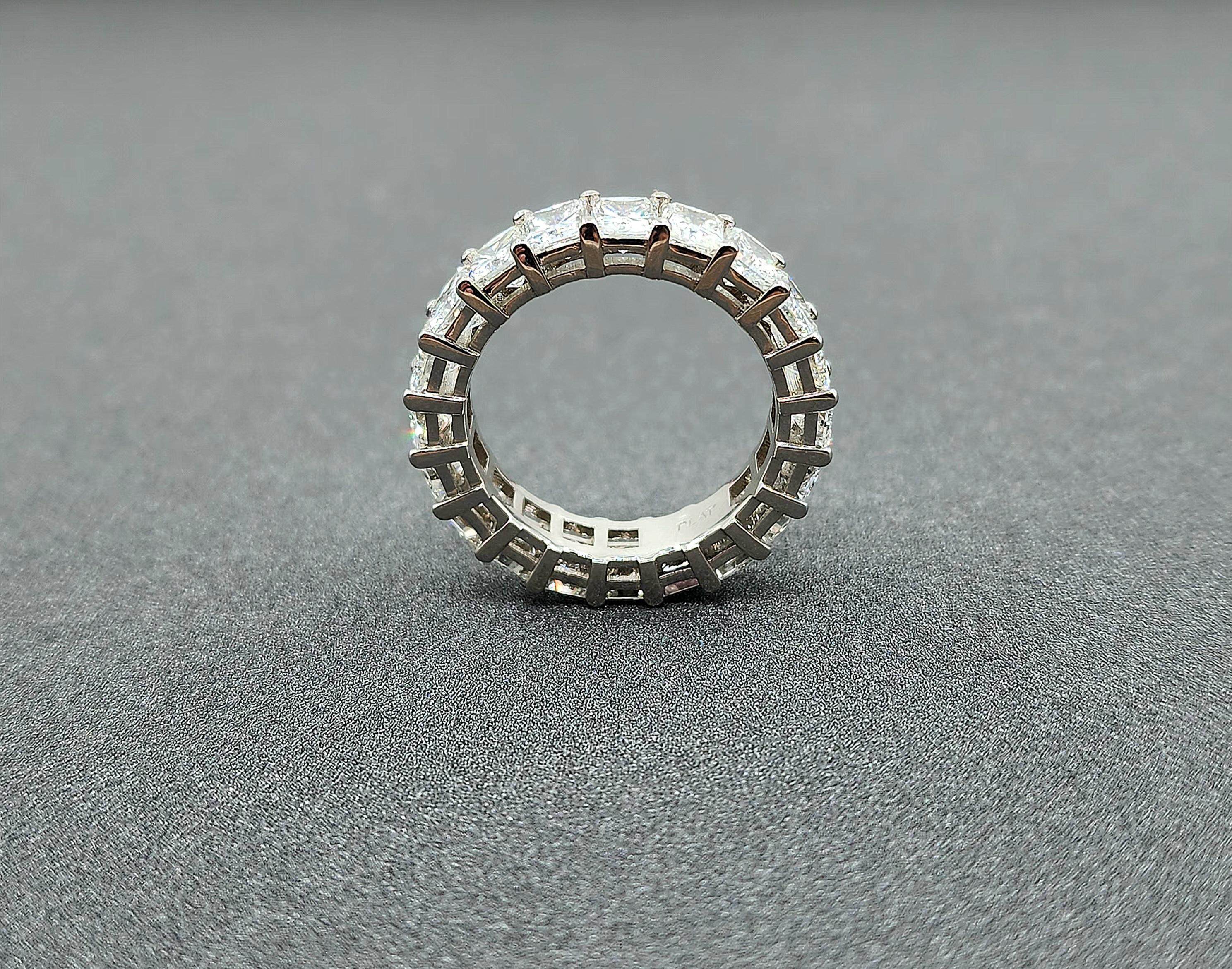 6.52 ct Platinum Radiant Eternity Band In New Condition For Sale In Chicago, IL
