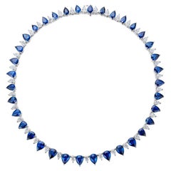 65.29ct Diamond & Sapphire Pear Shape Necklace in Platinum