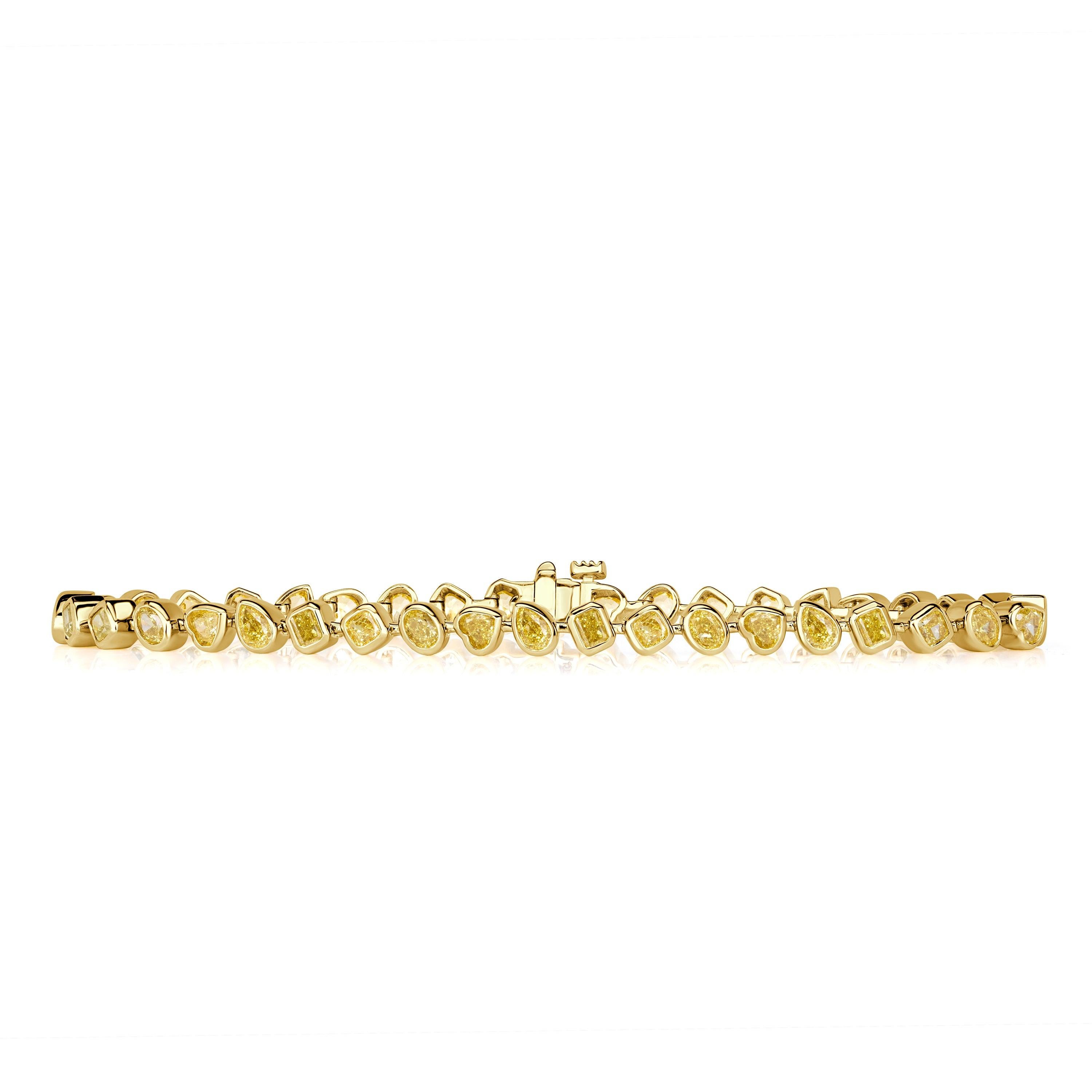 6.52ct Fancy Yellow Diamond Bezel Set Tennis Bracelet