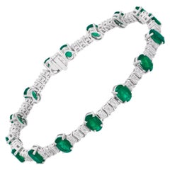 Émeraude ovale de Zambie 6,52 ct 2,62 ct Diamant Tennis en or blanc 18 carats