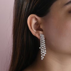 6.52Ct SI/H Pear Cut Diamond Long Chandelier Earrings 14K White Gold
