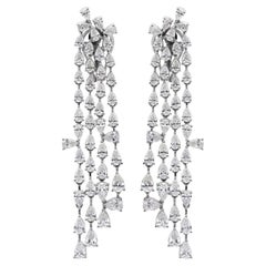 6.52Ct SI/H Pear Cut Diamond Long Chandelier Earrings 14K White Gold