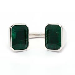 6.52ct Twin Emerald Ring Made In 18k White Gold