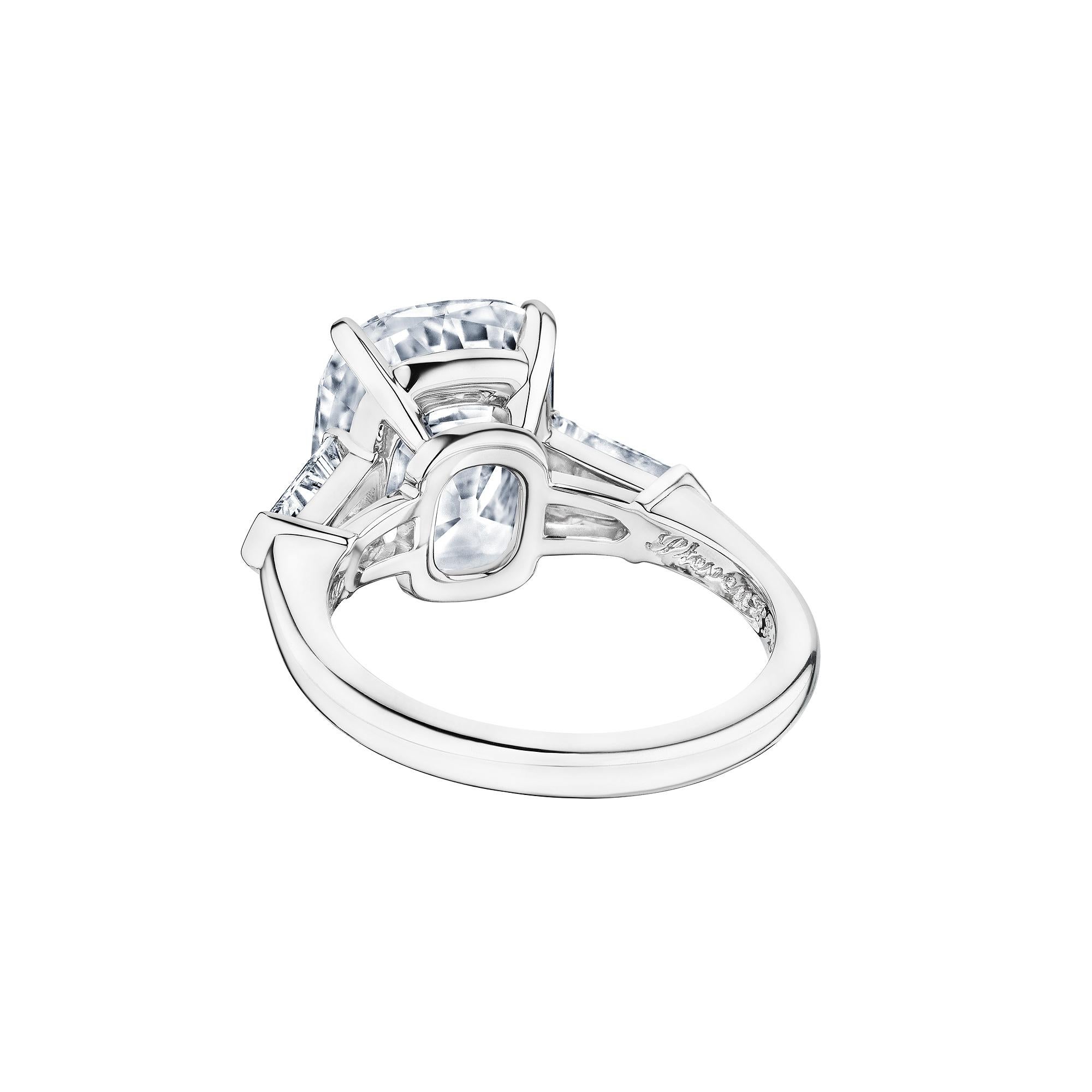 Modern 6.53 Carat Cushion Brilliant Type 1aB Platinum Diamond Vintage Engagement Ring