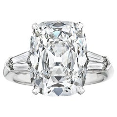 6.53 Carat Cushion Brilliant Type I aB Platinum Diamond Vintage Engagement Ring