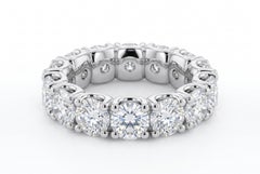 Bague éternité en platine sertie d'un diamant naturel de 6,53 carats, pureté E-F, qualité SI