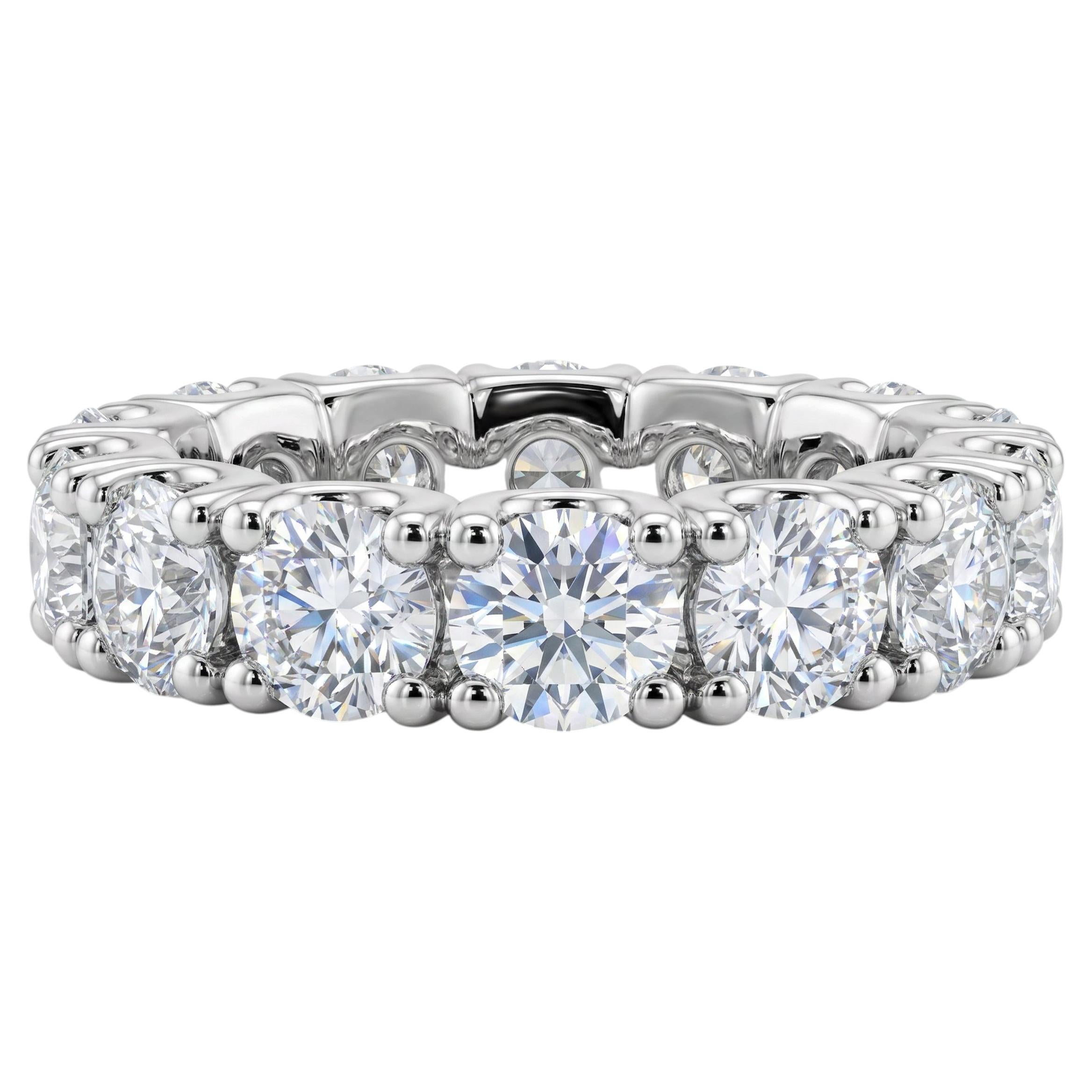 6.53 Carat E-F SI Natural Diamond Full Eternity Band Ring in Platinum