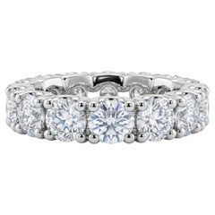 Bague éternité en platine sertie d'un diamant naturel de 6,53 carats, pureté E-F, qualité SI