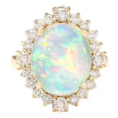 Opal Diamond Ring In 14 Karat Yellow Gold 