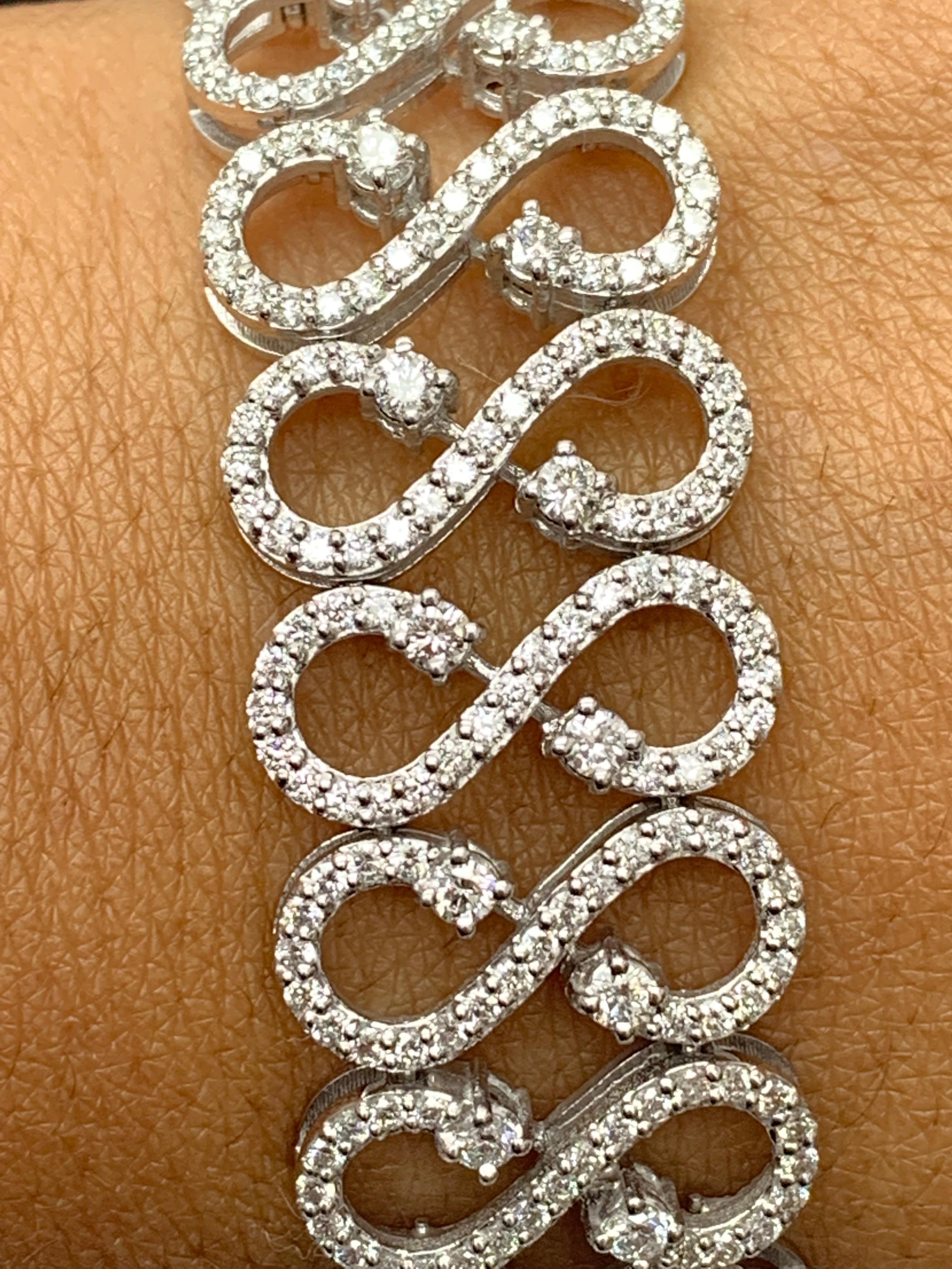 6.53 Carat Open-Work Diamond White Gold Wide Bracelet in 14K White Gold In New Condition For Sale In NEW YORK, NY