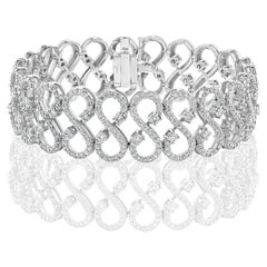 6.53 Carat Open-Work Diamond White Gold Wide Bracelet in 14K White Gold