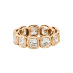 Natural 6.53 Carat Radiant Cut Diamond Bezel Set 18-Karat Eternity Band In Stock