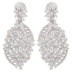 6.53 Carat SI Clarity HI Color Pear Diamond Dangle Earrings 18 Karat White Gold