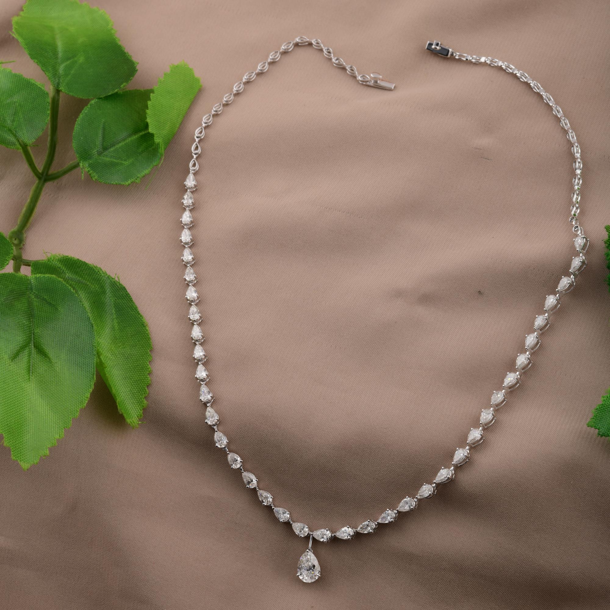 Collar de diamantes talla pera brillante SI/H de 6,53 quilates Joyas de oro blanco de 14 quilates Moderno en venta