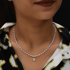 Collier de 6.53 carats SI/H diamant taille poire brillant Bijoux en or blanc 18 carats