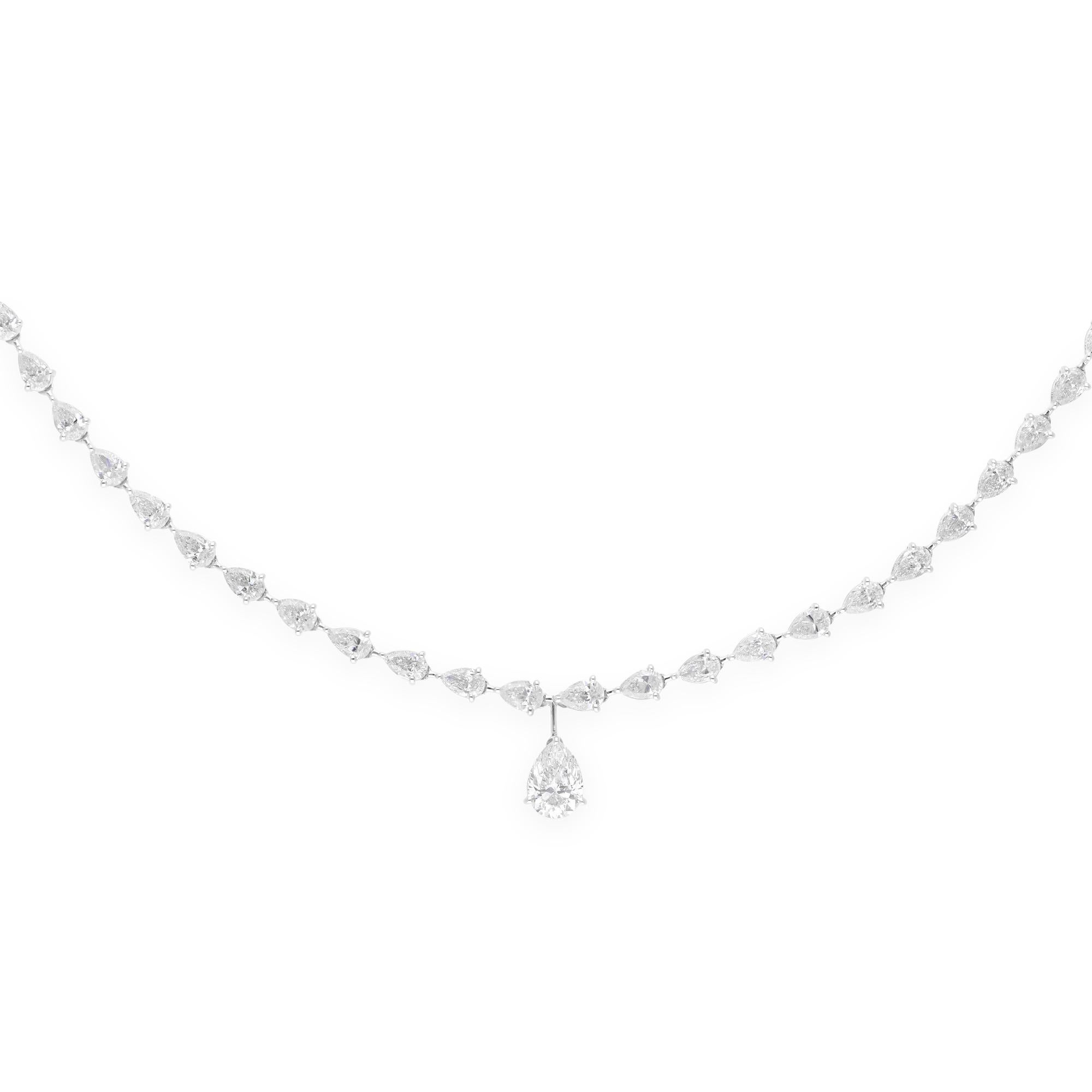 Pear Cut 6.53 Carat SI/H Pear Brilliant Cut Diamond Necklace 18 Karat White Gold Jewelry For Sale