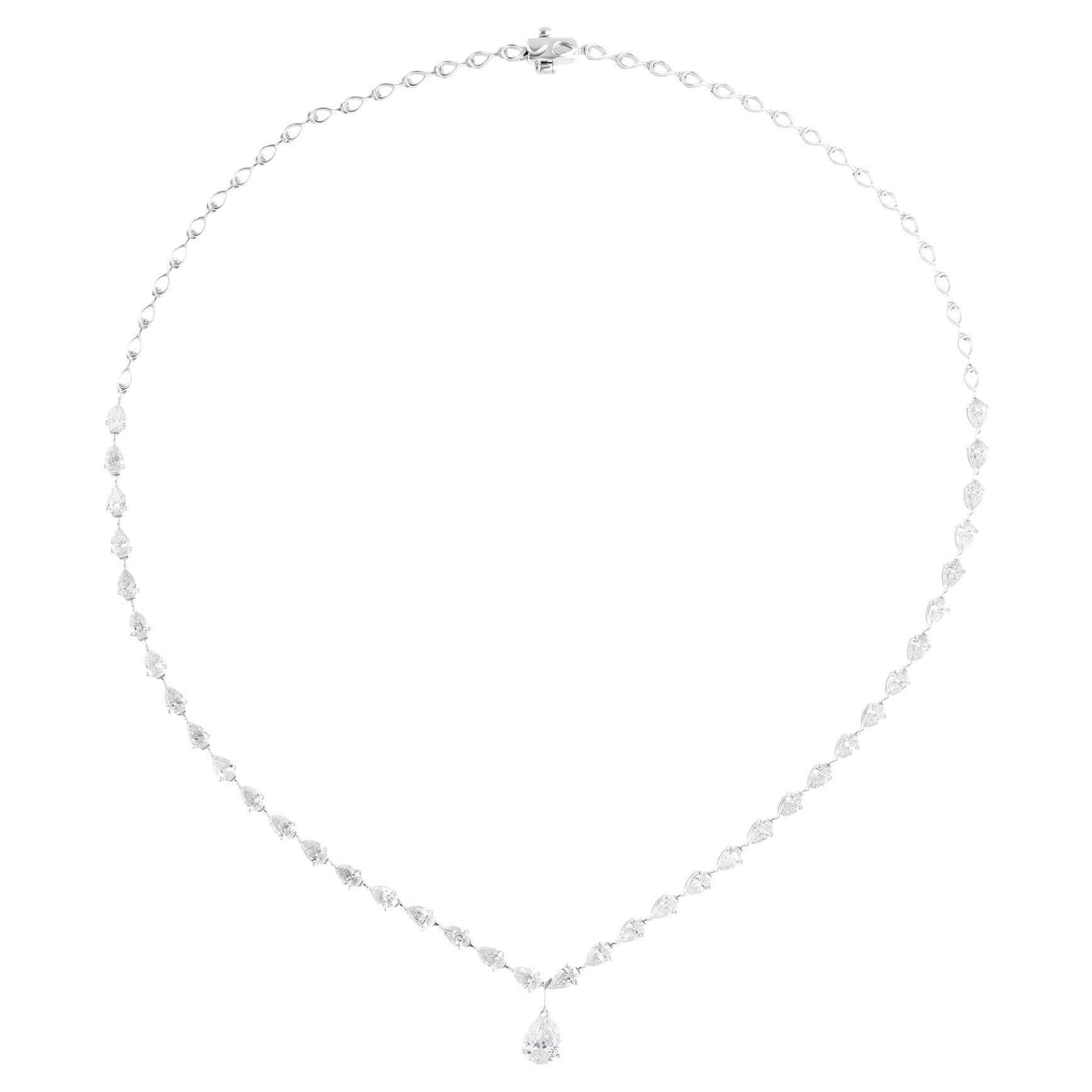 Collar de diamantes talla pera brillante SI/H de 6,53 quilates Joyas de oro blanco de 18 quilates