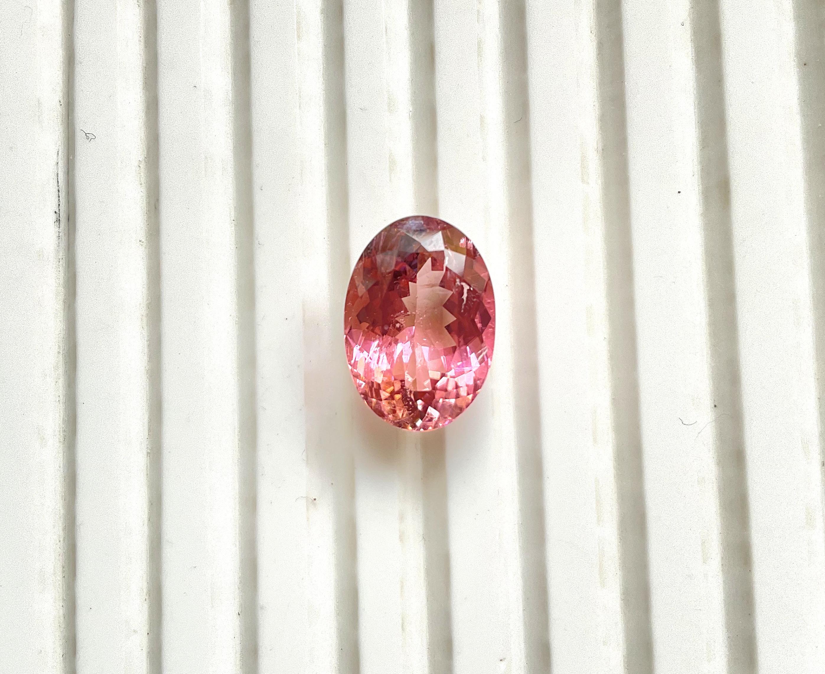 Oval Cut 6.53 Carats Pink Tourmaline Oval Faceted cut stone Fine Jewelry Natural Gemstone For Sale