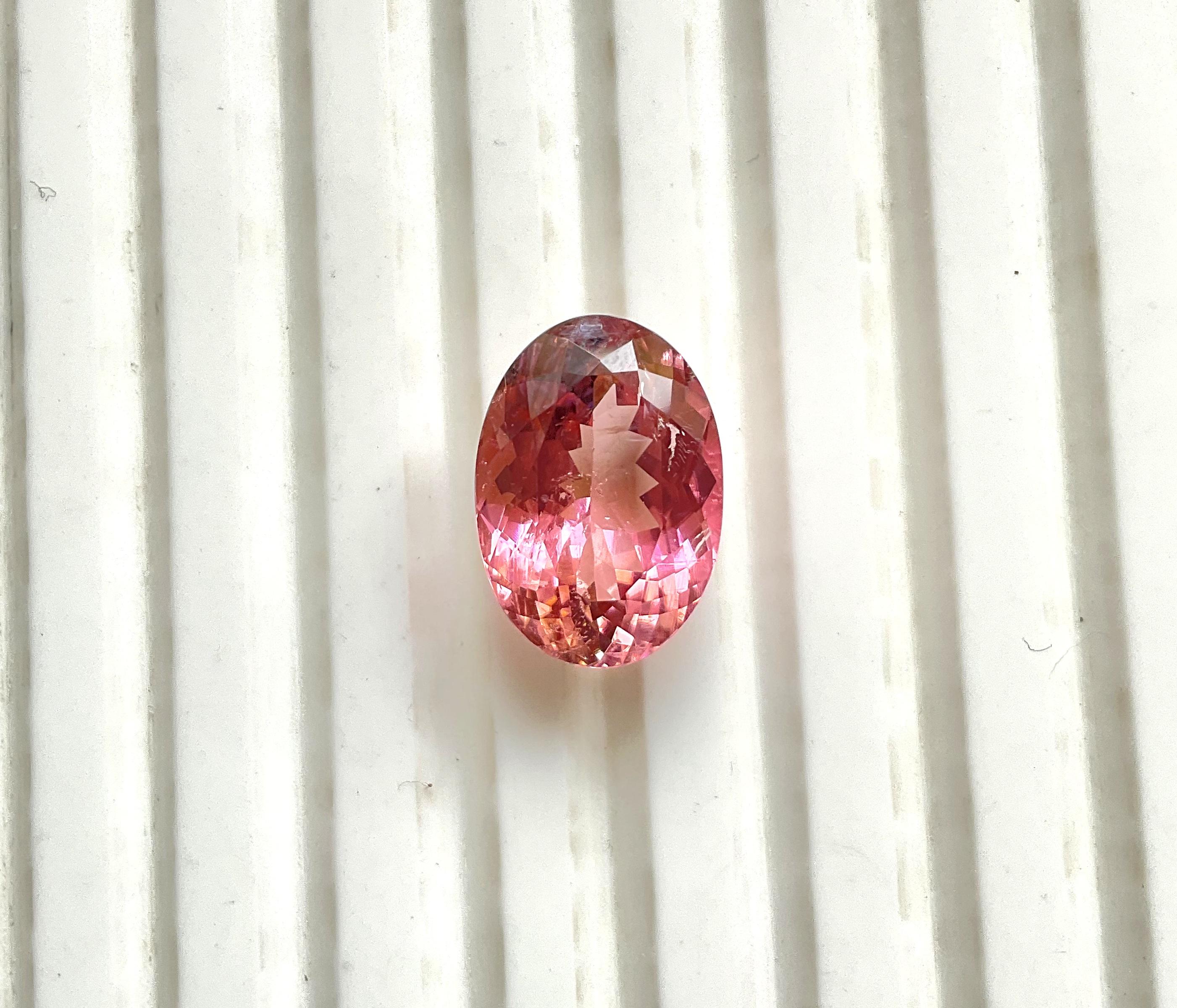 6.53 Carats Pink Tourmaline Oval Faceted cut stone Fine Jewelry Natural Gemstone In New Condition For Sale In Jaipur, RJ