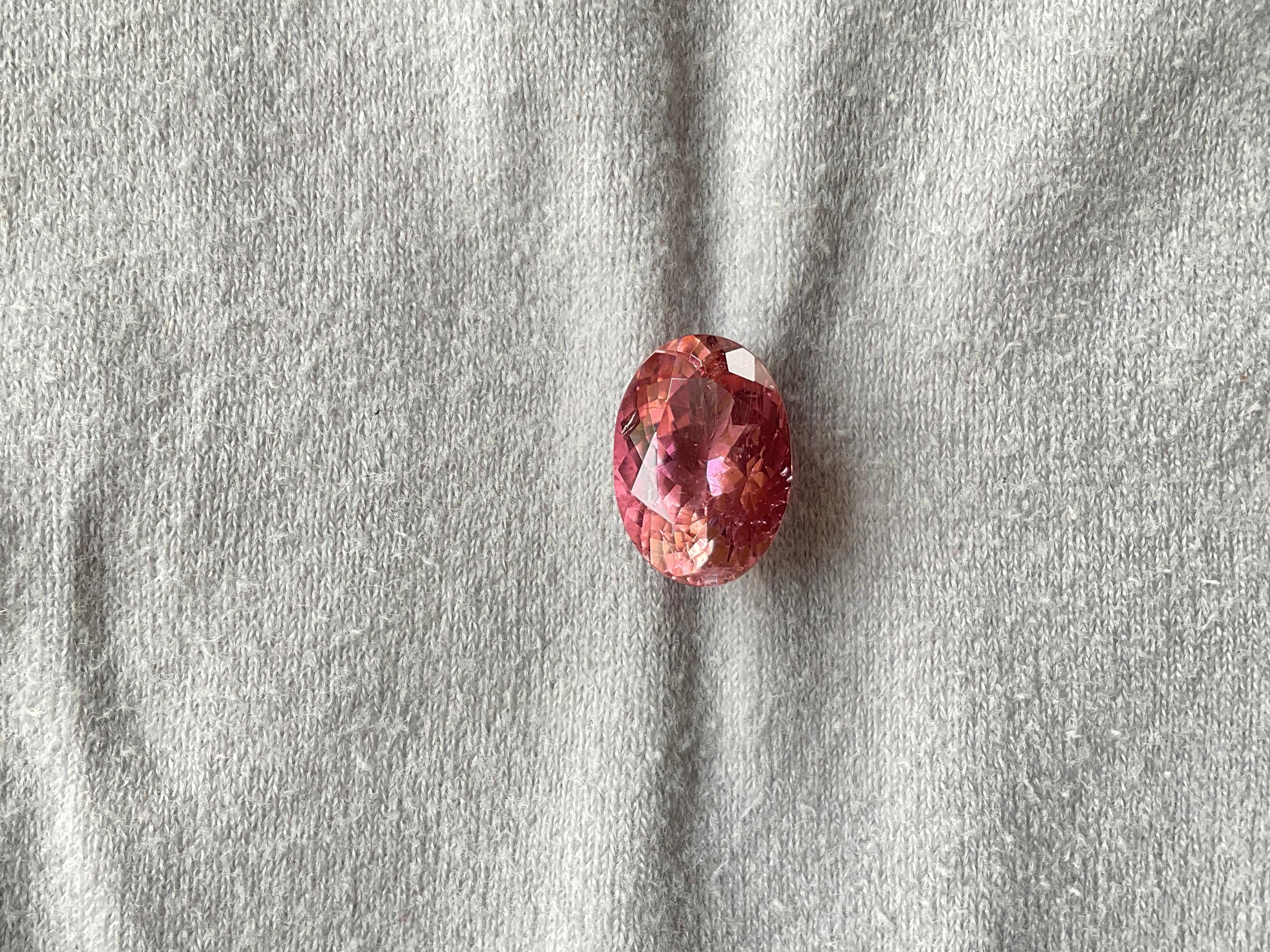 6.53 Carats Pink Tourmaline Oval Faceted cut stone Fine Jewelry Natural Gemstone For Sale 1