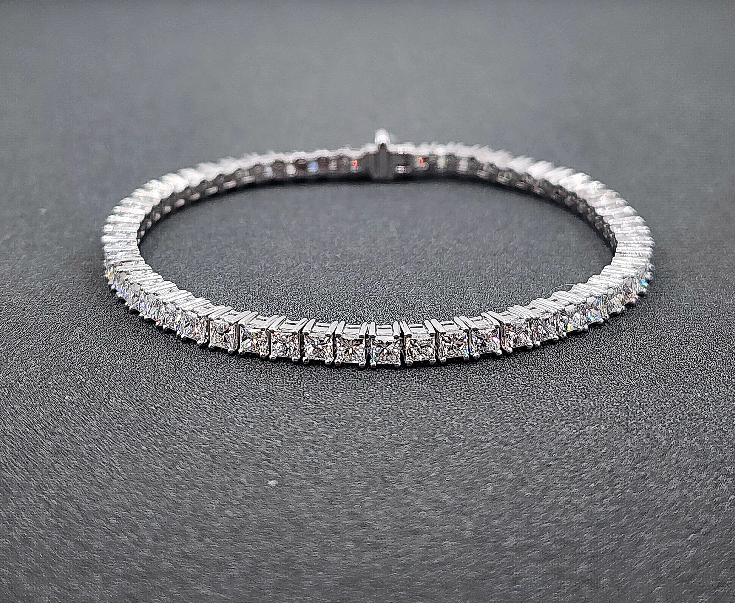 Pulsera de tenis con diamantes talla princesa de 6,53 ct