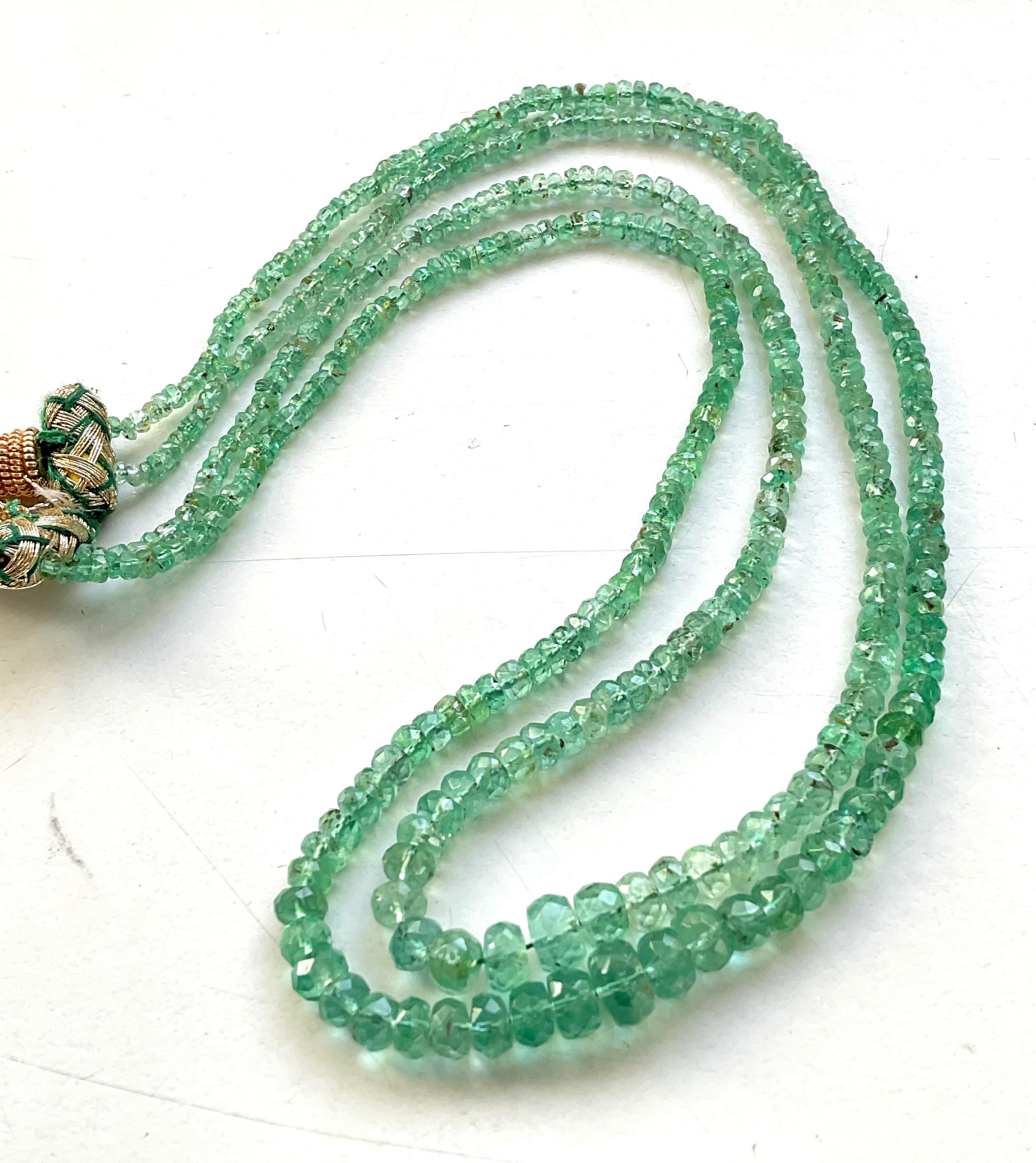 65.30 Carats Panjshir Emerald Faceted Beads For Fine Jewelry Natural Gemstone
Gemstone - Emerald
Weight - 65.30 carats
Shape - Beads
Size - 2.5 To 5 MM
Quantity - 2 line