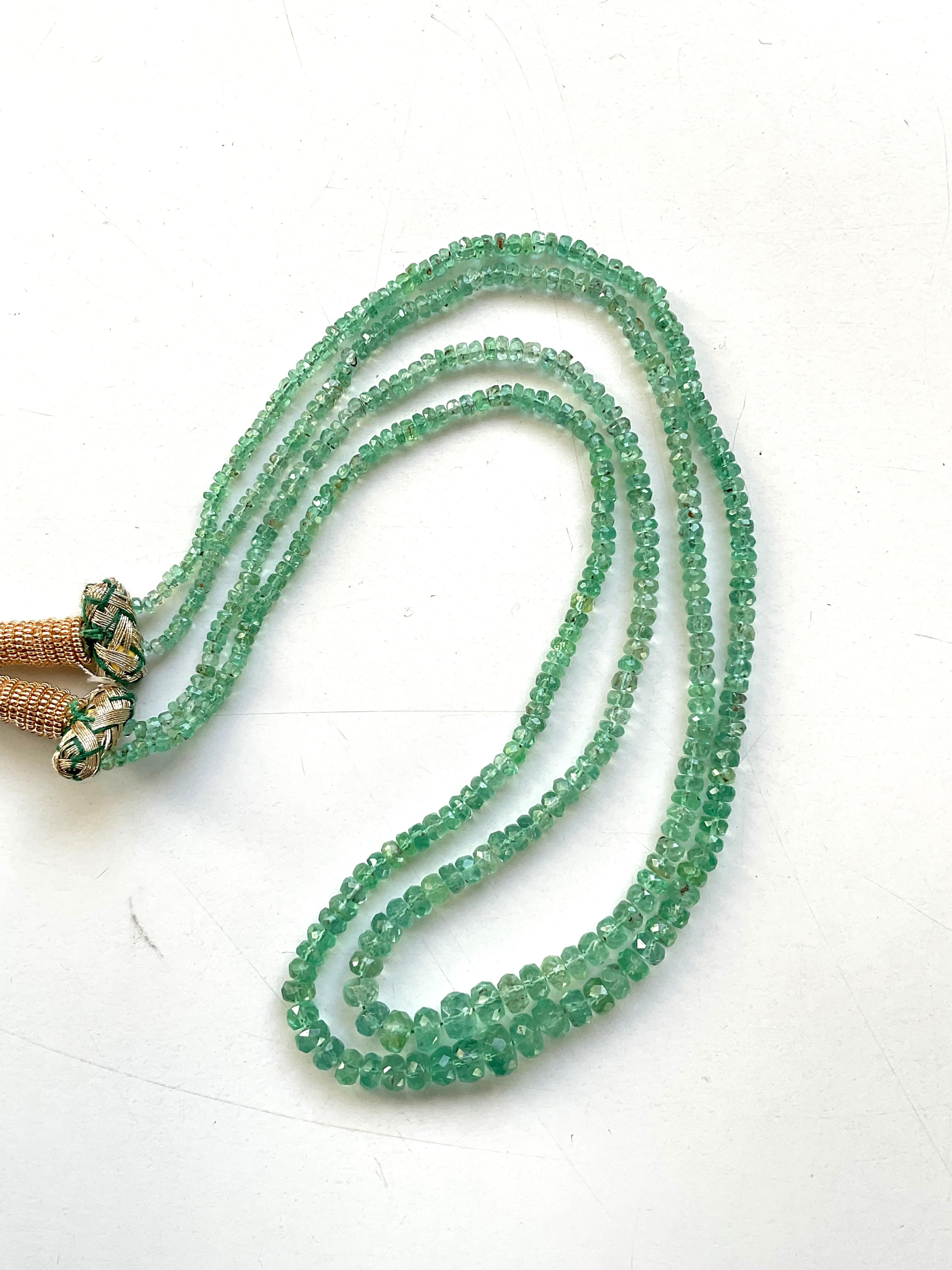 Women's or Men's 65.30 Carats Panjshir Emerald Faceted Beads For Fine Jewelry Natural Gemstone For Sale