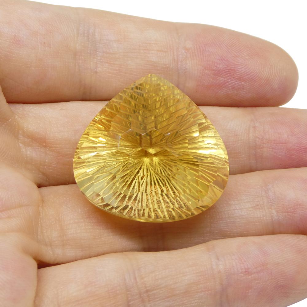 65.36ct Pear Shape Yellow Honeycomb Starburst Citrine from Brazil For Sale 5