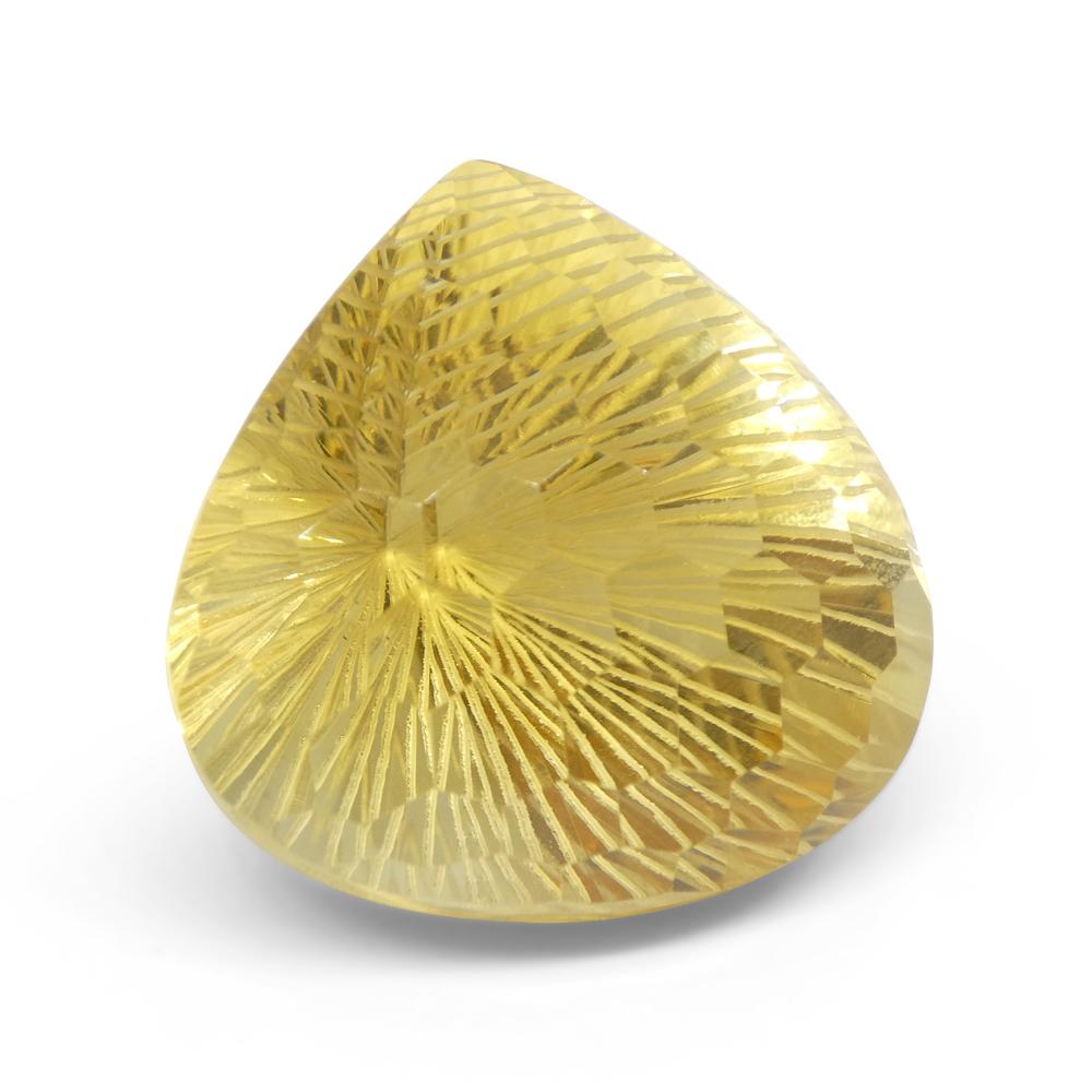 65.36ct Pear Shape Yellow Honeycomb Starburst Citrine from Brazil In New Condition For Sale In Toronto, Ontario