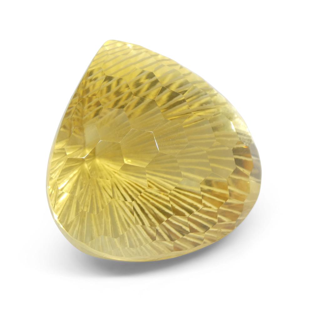 Women's or Men's 65.36ct Pear Shape Yellow Honeycomb Starburst Citrine from Brazil For Sale