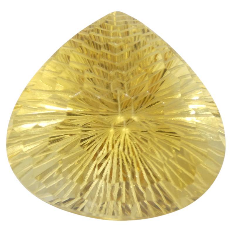 65.36ct Pear Shape Yellow Honeycomb Starburst Citrine from Brazil For Sale