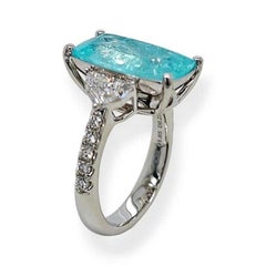 6.53ct Vivid Neon Blue-Green Paraiba Tourmaline Ring 18K Gold GIA Certified