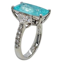 6.53ct Vivid Neon Blue-Green Paraiba Tourmaline Ring 18K Gold GIA Certified